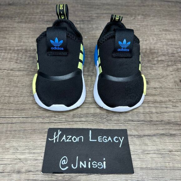 Adidas NMD 360 I [GX8393] Toddler Blk/Neon Yellow/Blue  Sneakers~Size 4K - Picture 3 of 8